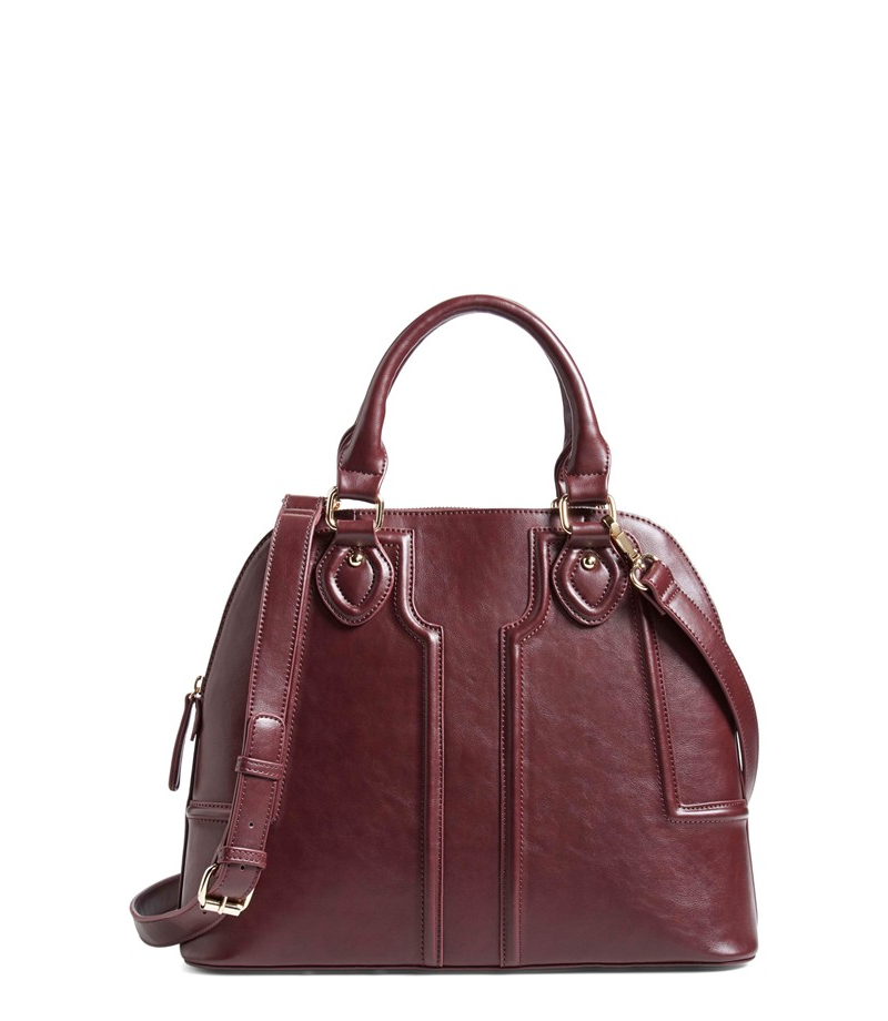 sole society structured faux dome satchel oxblood red must have wardrobe staples for fall
