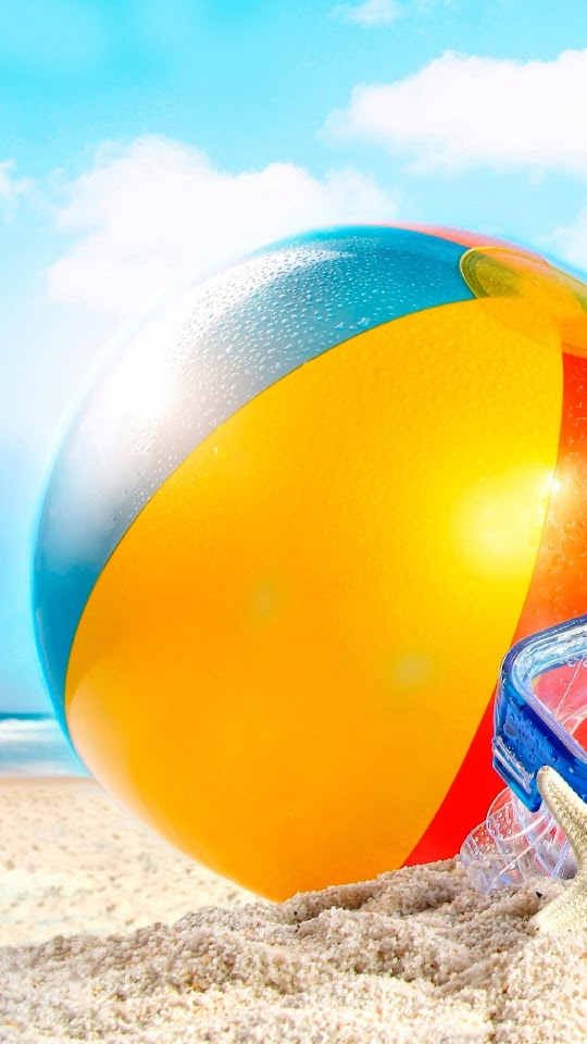 Beachball In Sand Summer  Android Best Wallpaper