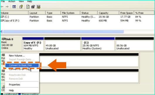 convert to basic disk