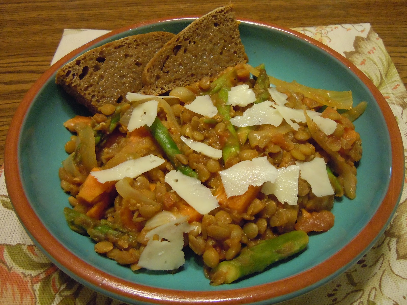 Let's Cook and Be Friends Roasted Asparagus and Sweet Potato Lentil Soup