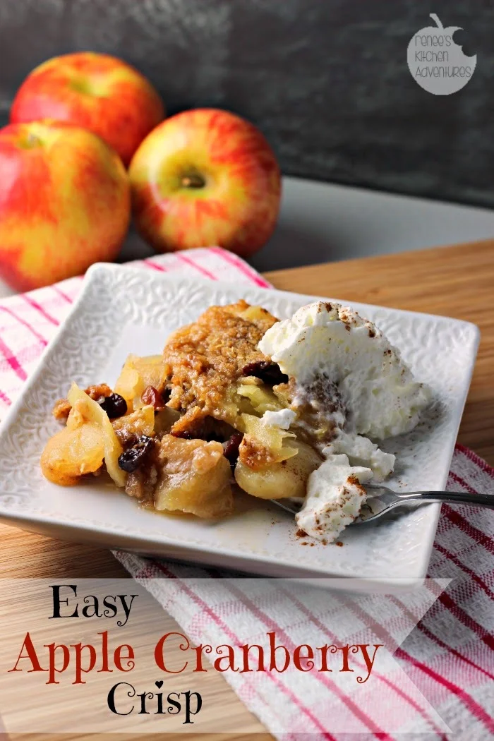 Easy Apple Cranberry Crisp:  A classic dessert perfect for Fall! 