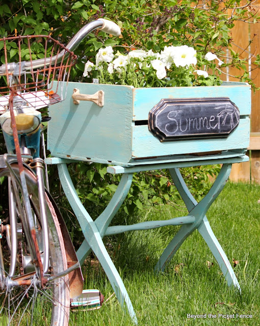 luggage rack and crate upcycled and repurposed http://bec4-beyondthepicketfence.blogspot.com/2014/05/a-cratea-luggage-rack.html