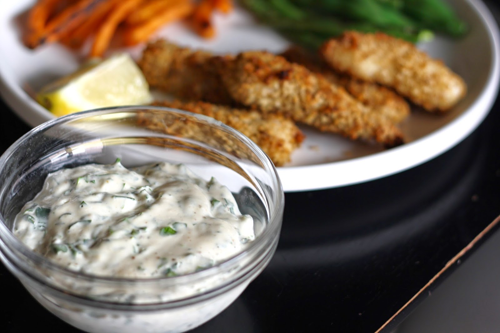 what's for dinner? pankocrusted fish sticks with herb dipping sauce