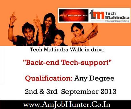 Tech mahindra walkin drive for 2011 - 2013 passedouts 