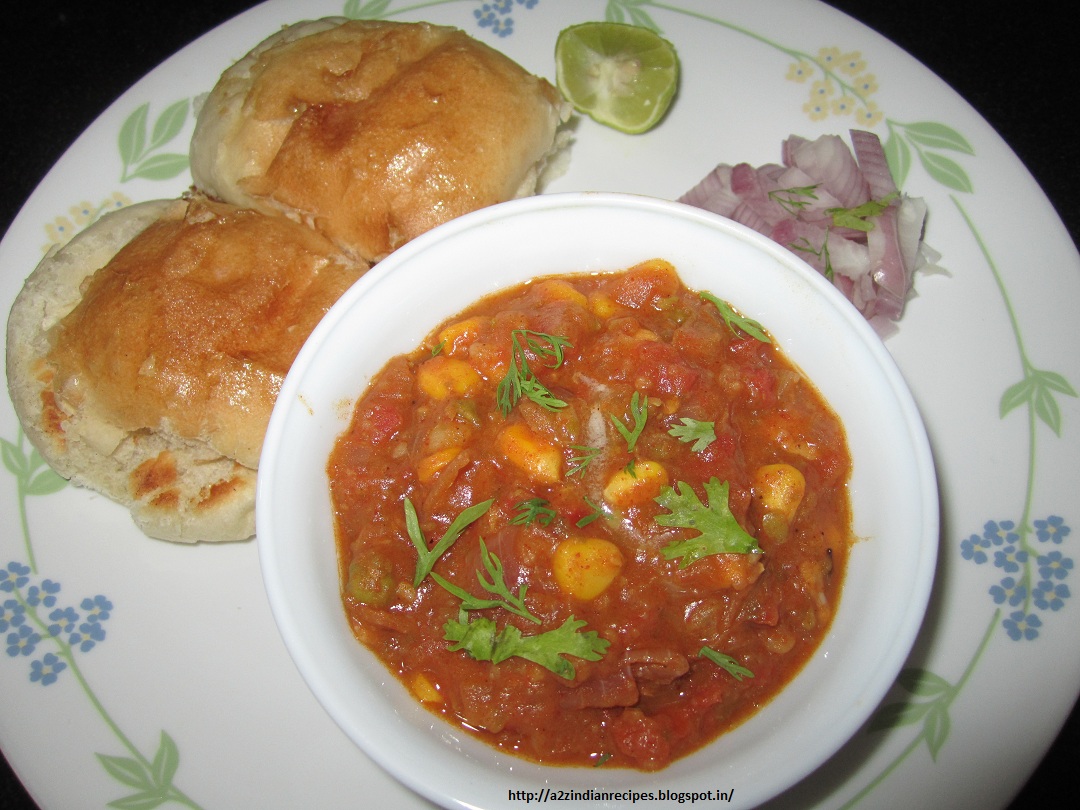 a2zindianrecipes Corn Pav Bhaji