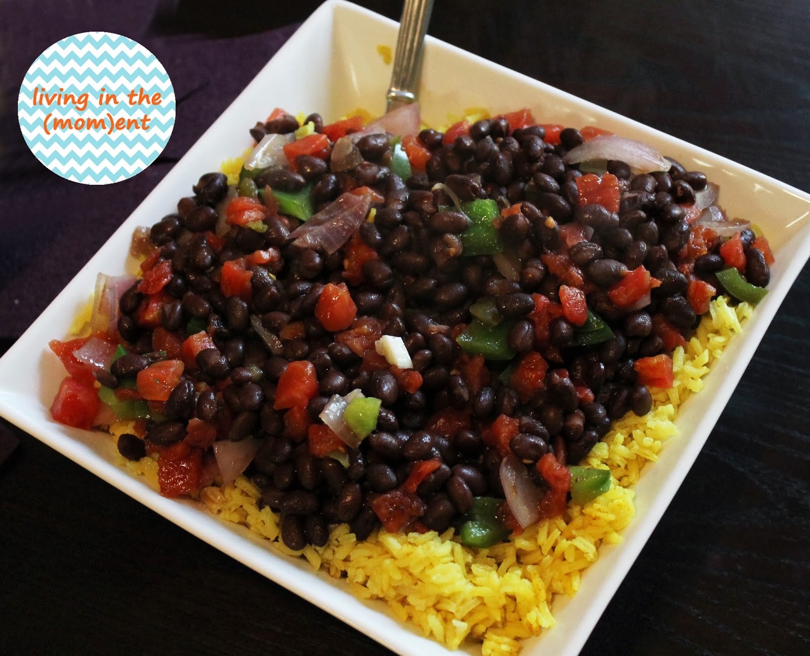 living in the (mom)ent Black Beans with Saffron Rice