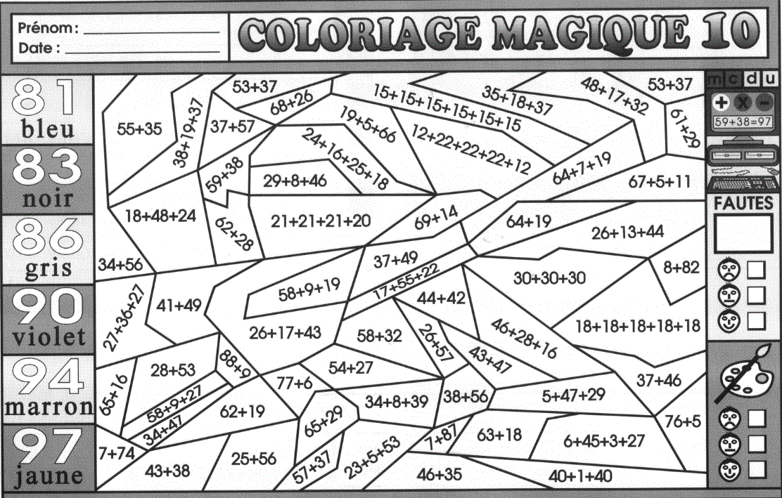 Dessin Coloriage magique calcul a imprimer