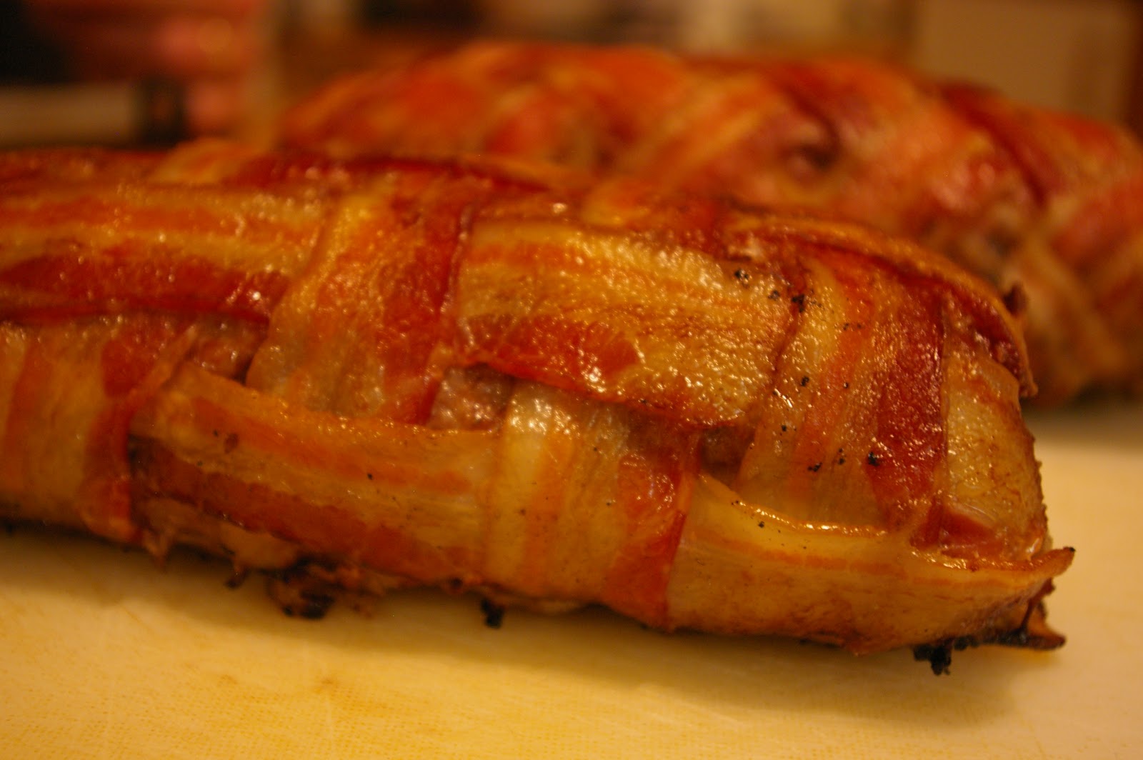 The Worthy Cook Bacon Explosion (AKA Bacon Wrapped in Pork Wrapped in