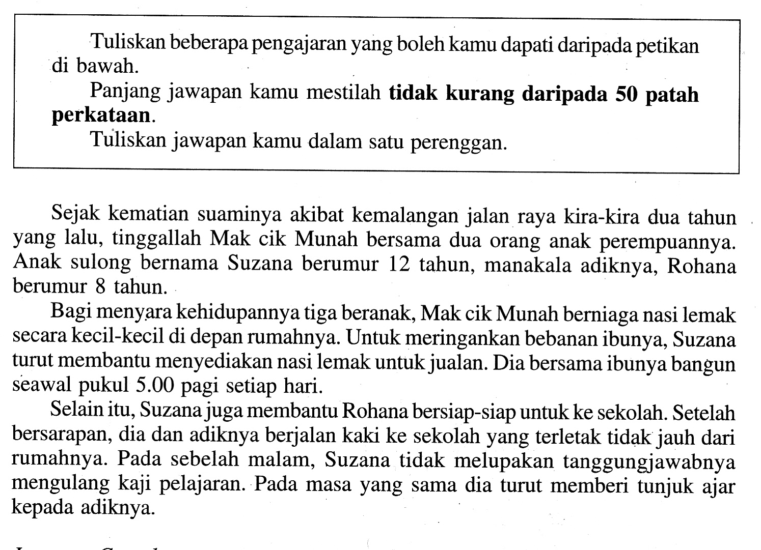 Contoh Soalan Ulasan Bahasa Melayu Tingkatan 1 Soalan B