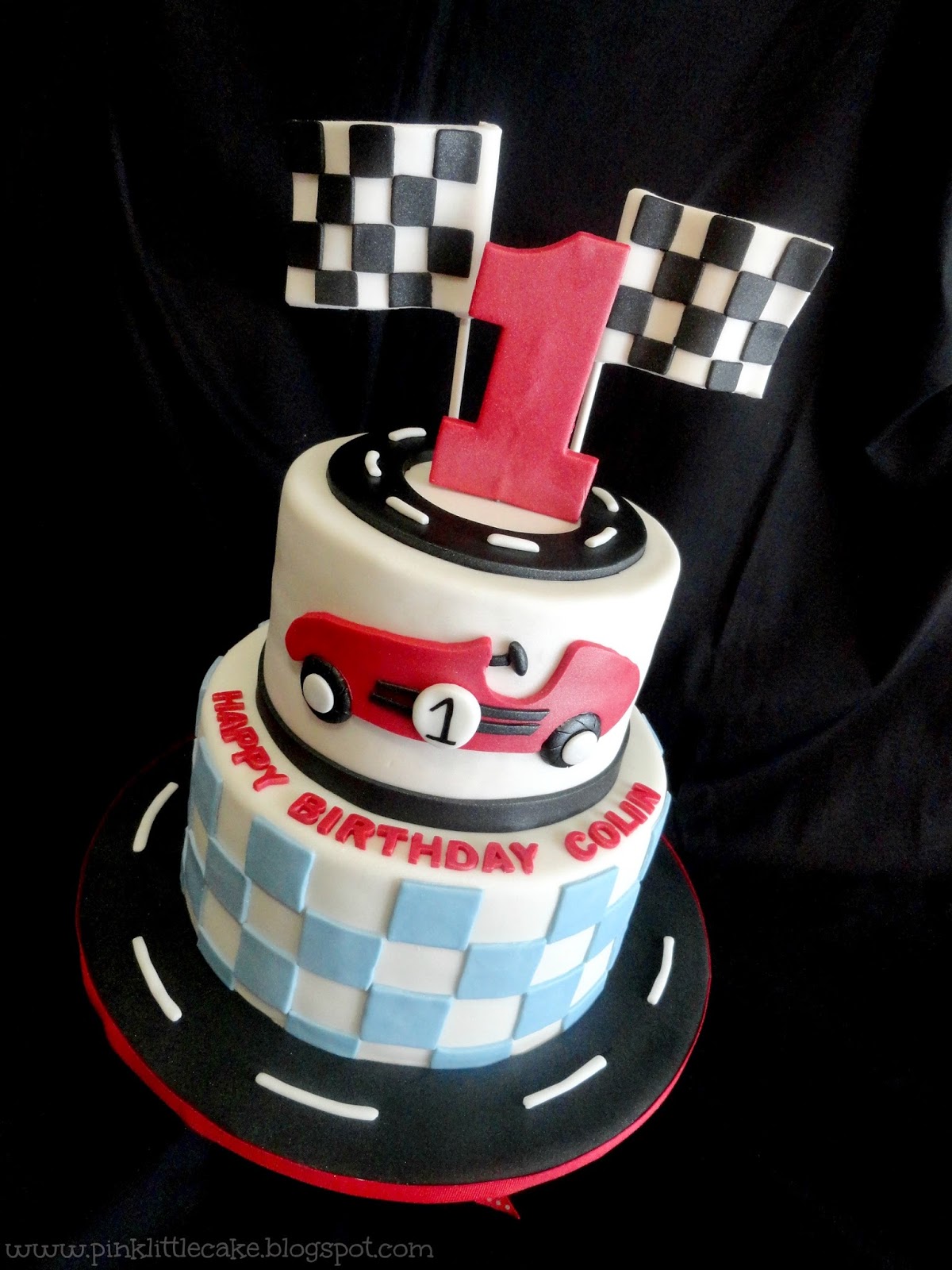 Pink Little Cake: Race Car Theme 1st Birthday Cake