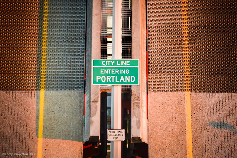 City Line Entering Portland sign on Casco Bay Bridge. Photo by Corey Templeton.