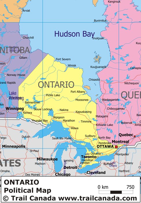 Map of Canada Regional City in the Wolrd: Ontario Map Regional Political