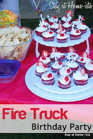 4 year old's fire truck birthday party, complete with a visti to the fire station!