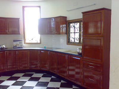 teak wood finish - modular kitchen