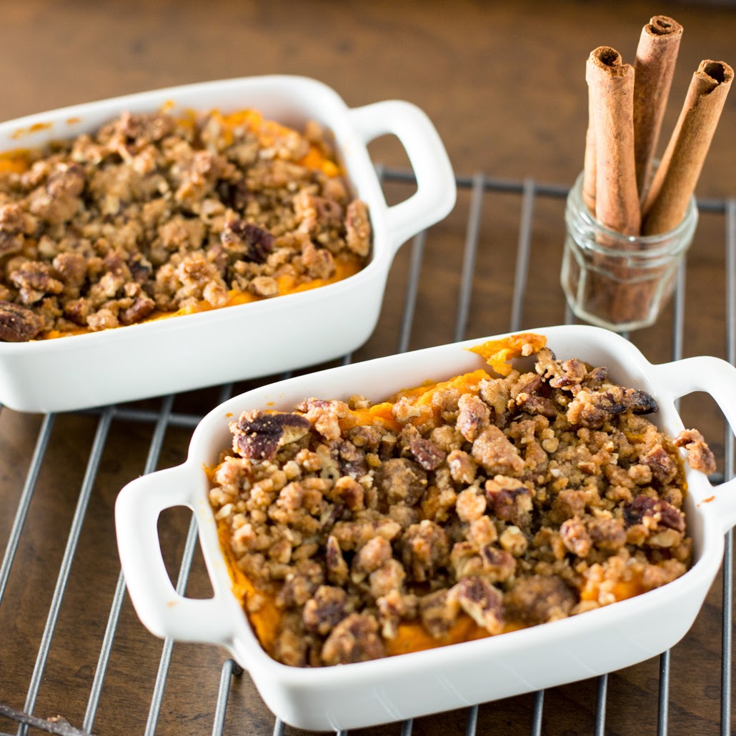 Straight to the Hips, Baby Sweet Potato Casserole with Brown Sugar Pecan Streusel