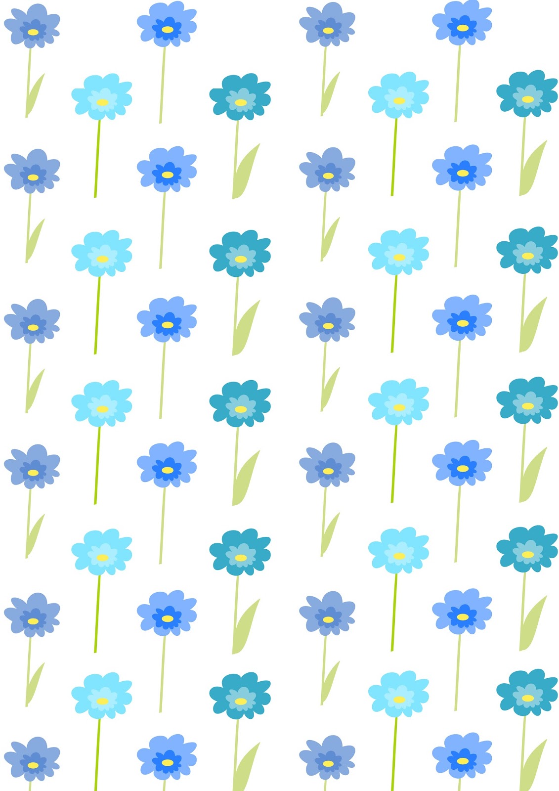 Free digital floral scrapbooking paper blue flowers ausdruckbares