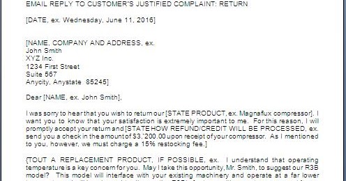 letter payment customer changing sample complaint terms response client