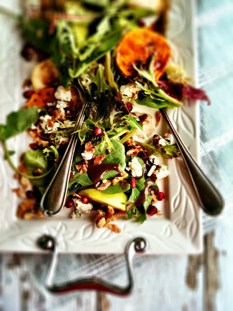 sweetsugarbean: Roasted Butternut Squash Salad with Pears & Blue Cheese