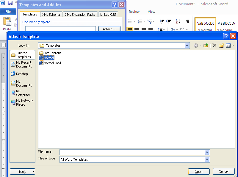 word normal dotm
