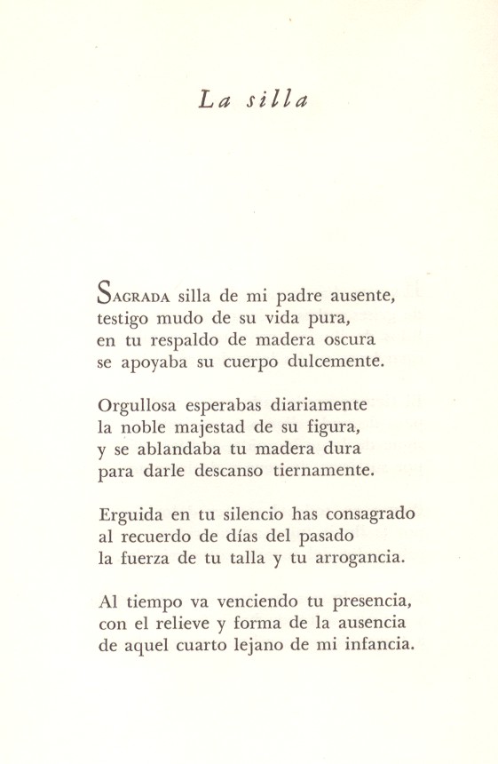 "La silla", soneto de Helena Muñoz Larreta