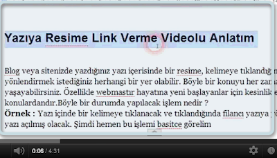 Yazıya Resime Link Verme Videolu Anlatım