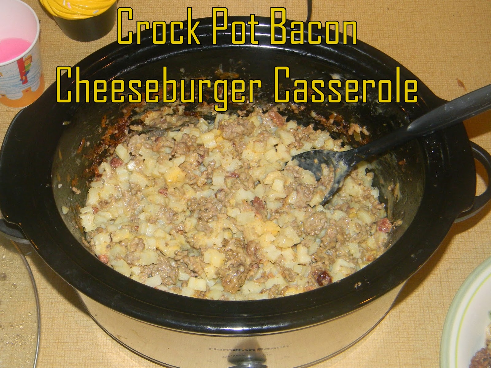 Growing to Four Crock Pot Bacon Cheeseburger Casserole