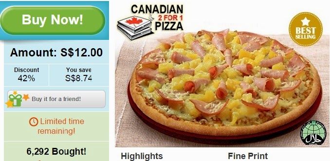 Canadian Pizza Groupon Offers, Groupon Singapore, discount, promotion