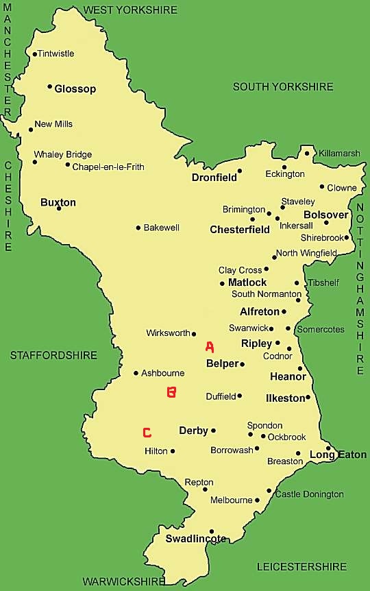 Editable map Derby UK