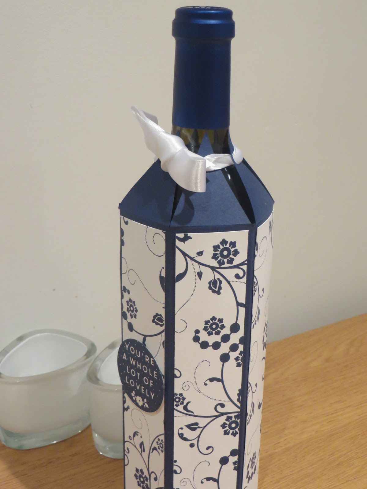 CraftyCarolineCreates Wine Bottle Gift Box Tutorial Using Flowering Flourished by Stampin' Up