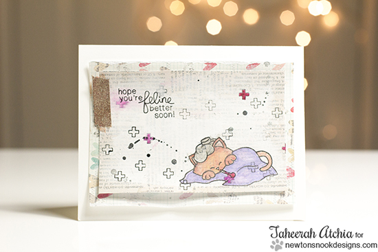 Get Well Cat card by Taheerah Atchia | Newton's Sick Day Stamp set by Newton's Nook Designs