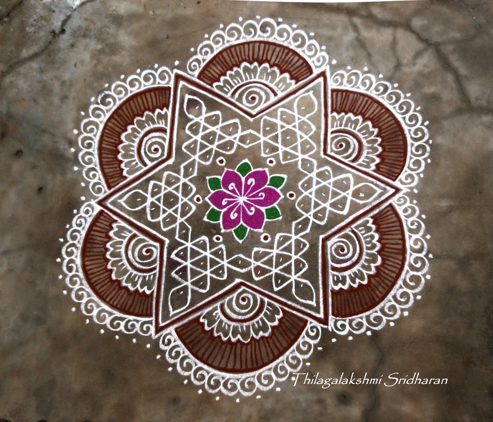 Rangoli and Art Works Margazhi 2015 Day 11 kolam (74 dots)