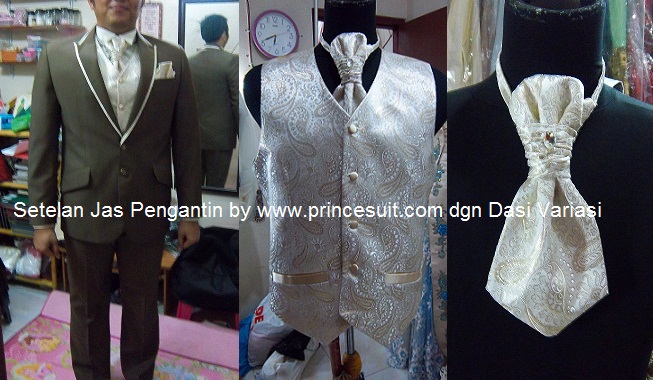 baju pengantin pria dengan kemeja motif