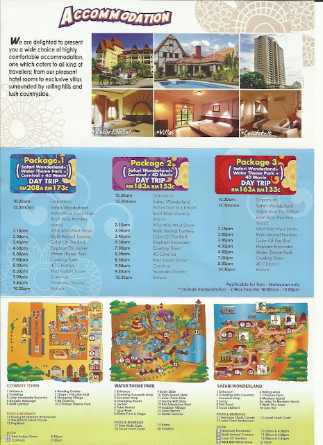 Leaflet- A'famosa Melaka Accomodation (Jan 2013)  Cowboy Town, Sport & Recreation, Safari Wonderland and Water Theme Park.