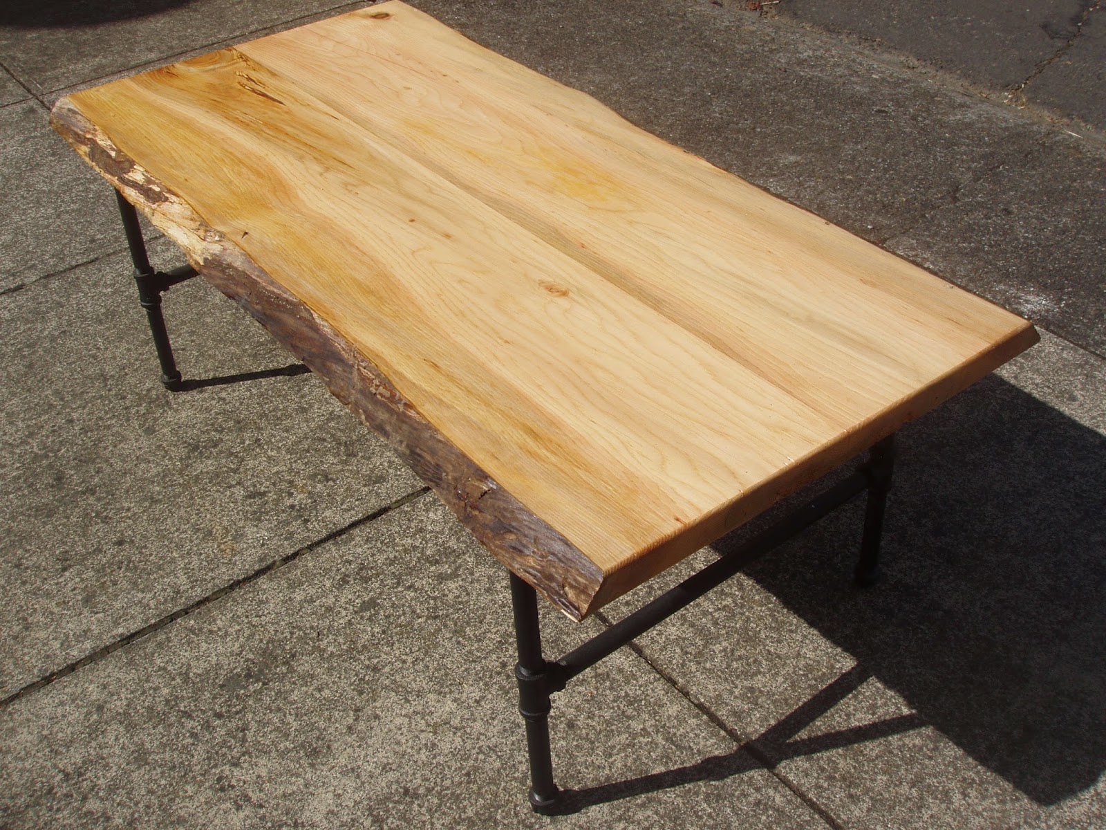 driftedge woodworking Live Edge Cedar Coffee Table with Steel Pipe