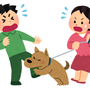 他人を噛むペットの犬のイラスト