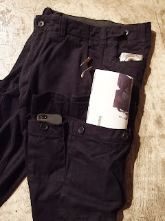 engineered garments matt pant in black coated heavy twill