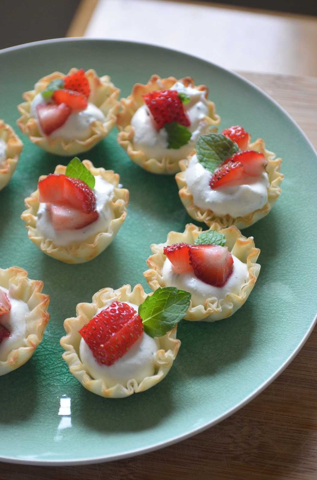 Dishing With Divya Cold phyllo tartlets with cream cheese and dill