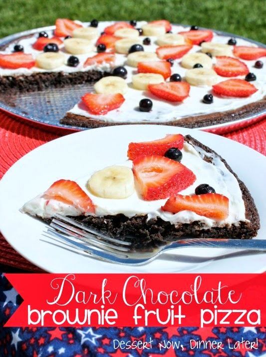 Dark Chocolate Brownie Fruit Pizza Dessert Now, Dinner Later!