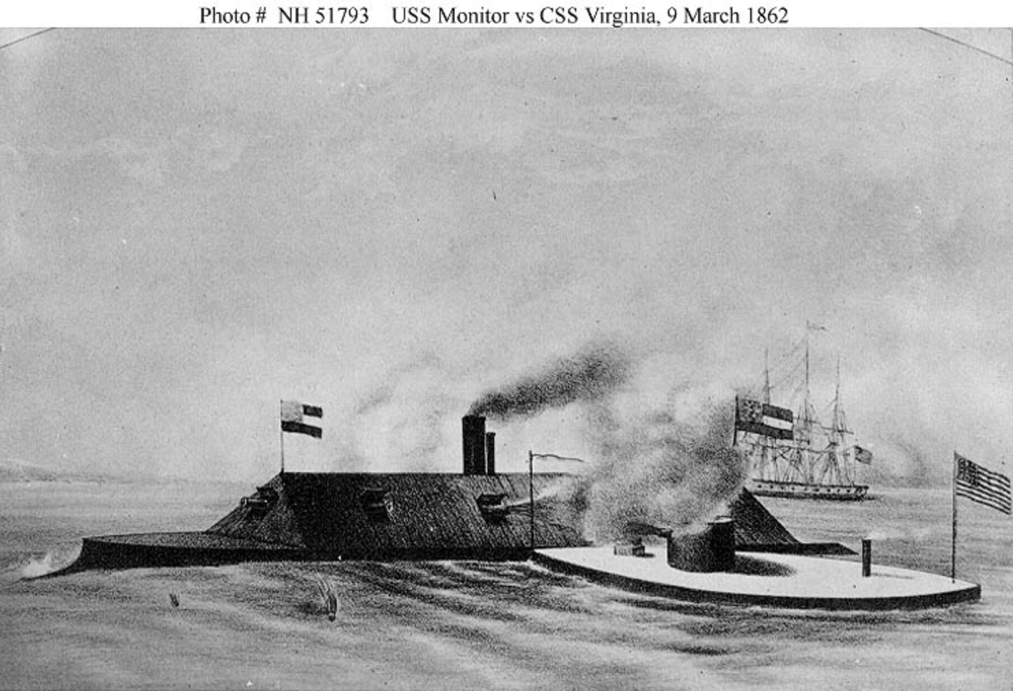 The Monitor engaging the larger CSS Virginia