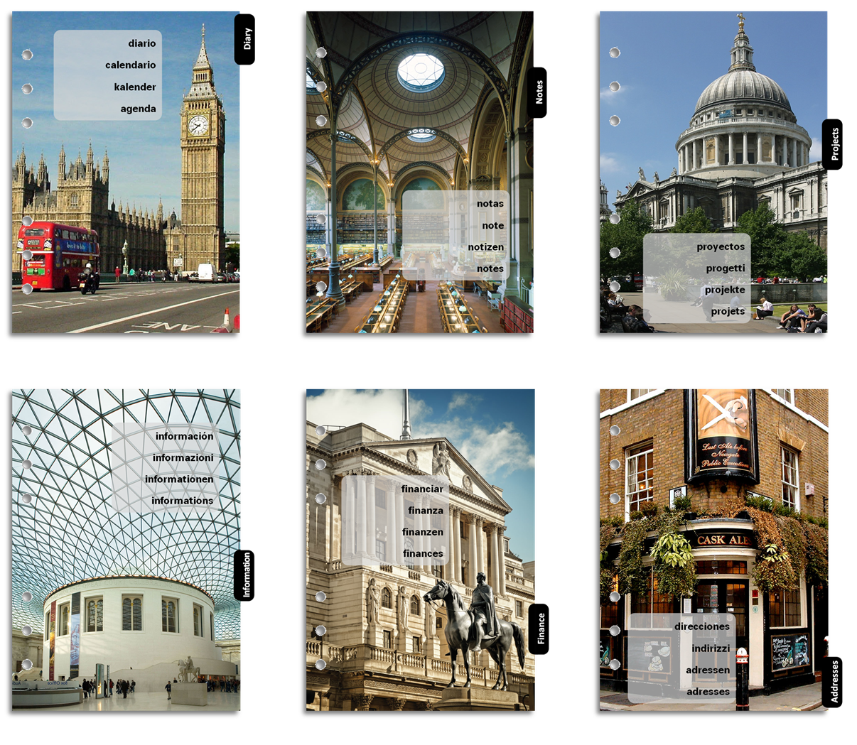 My Life All in One Place Londonthemed divider set for your A5 Filofax to print at home