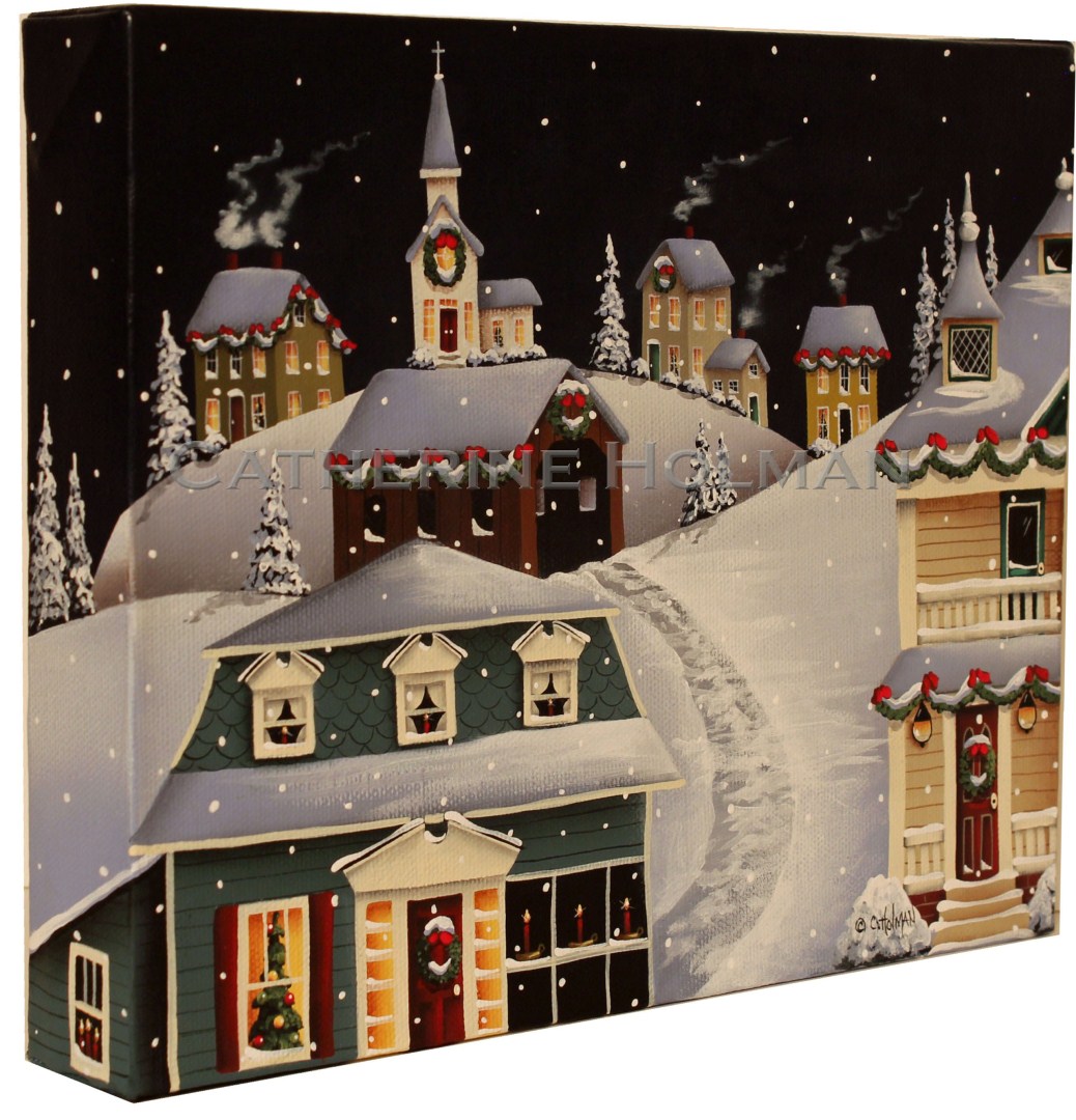 Catherine Holman Folk Art Tinsel Town Christmas Folk Art Painting