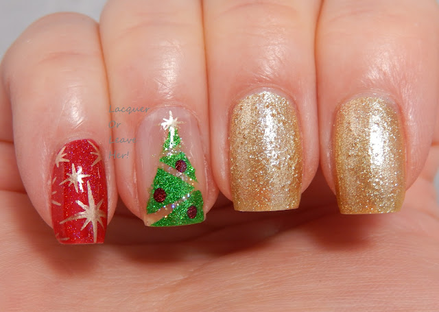 Christmas tree skittle mani nail tape