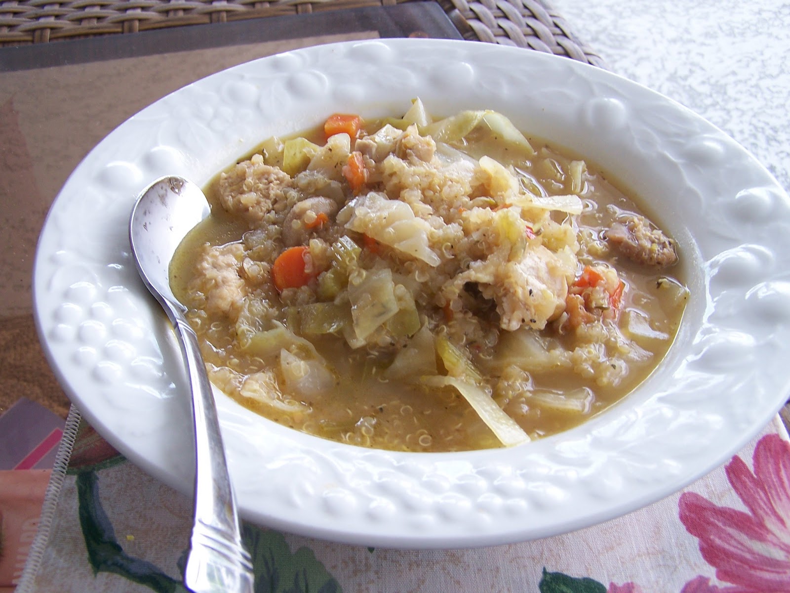 Chicken & Quinoa Cabbage Patch Soup, gluten free, dairy free Skinny