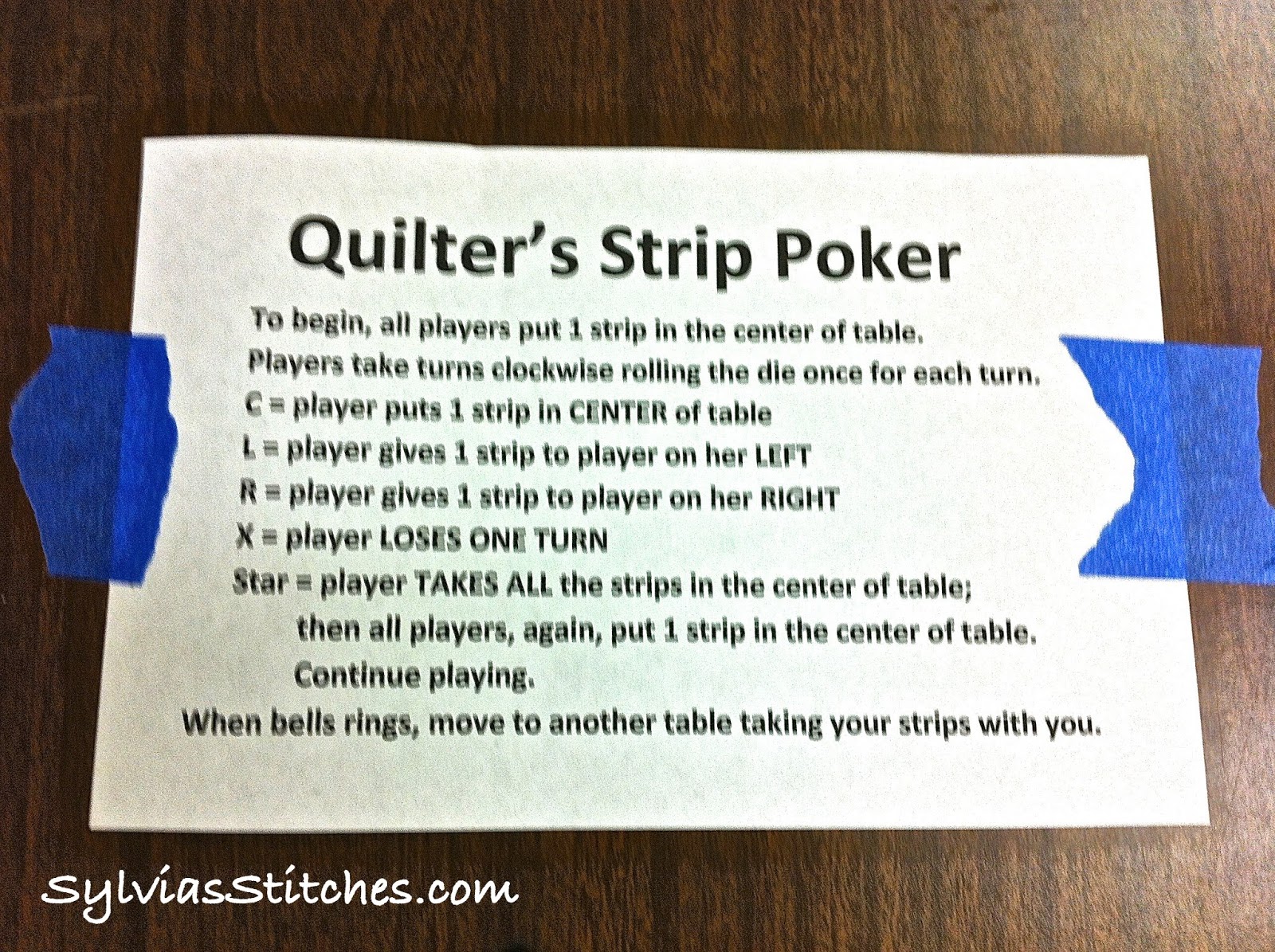 Quilter's Strip Poker! Sylvia's Stitches