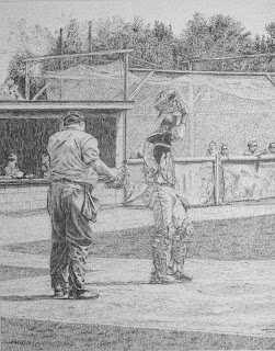 pencil drawings, renderings, John Huisman, baseball, Ely MN