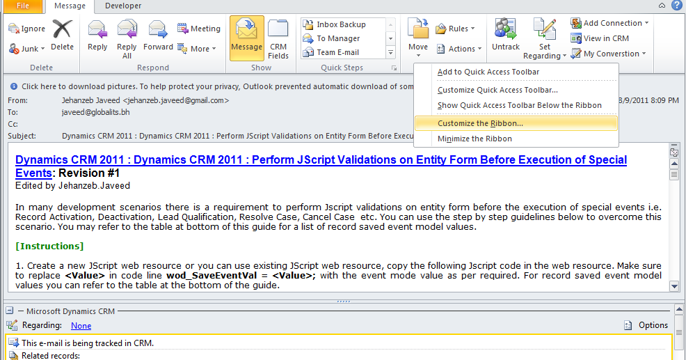 microsoft crm outlook client 2011