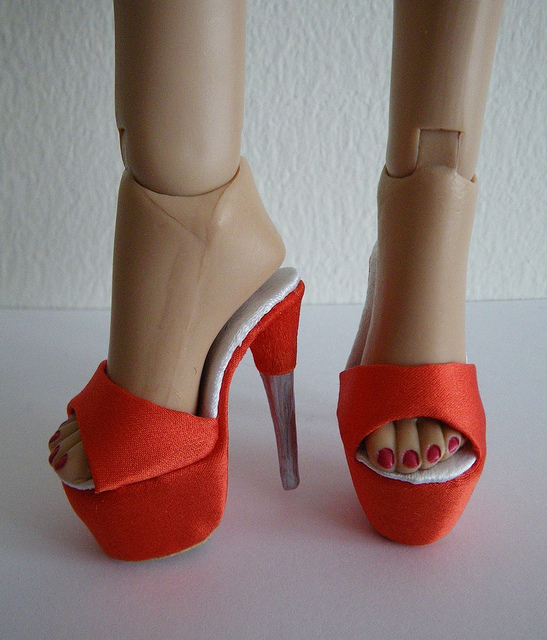 Fashion Doll Shoes Orange silk platforms for Jessica Rabbit