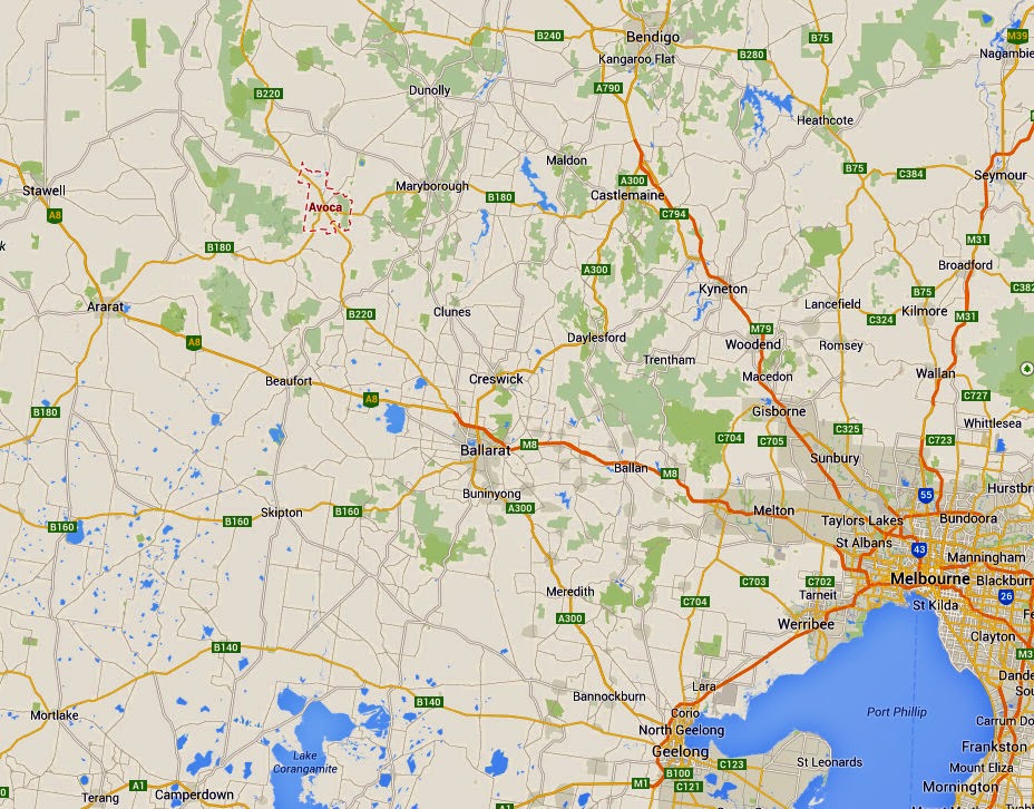 Avoca during World War 1 Map