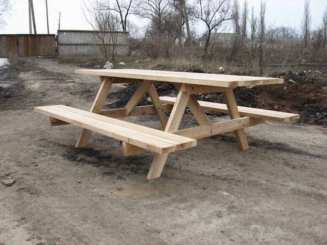 Outdoor table for eight persons