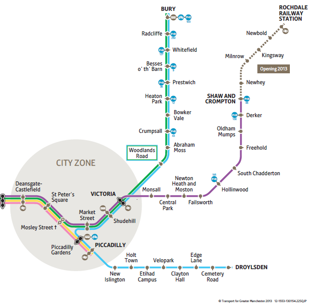 Manchester Metrolink - Droylsden Line Map